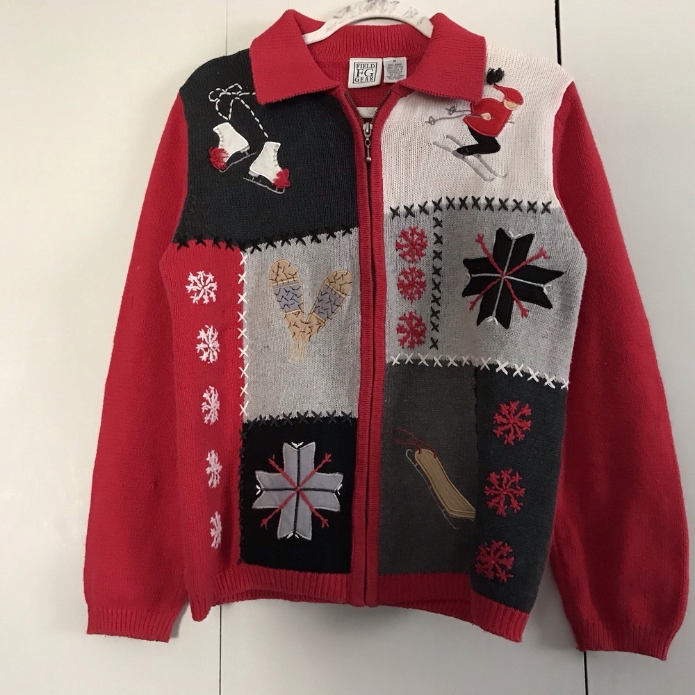 Field Gear Winter Themed Scenes Sweater Women's Size M 20x22